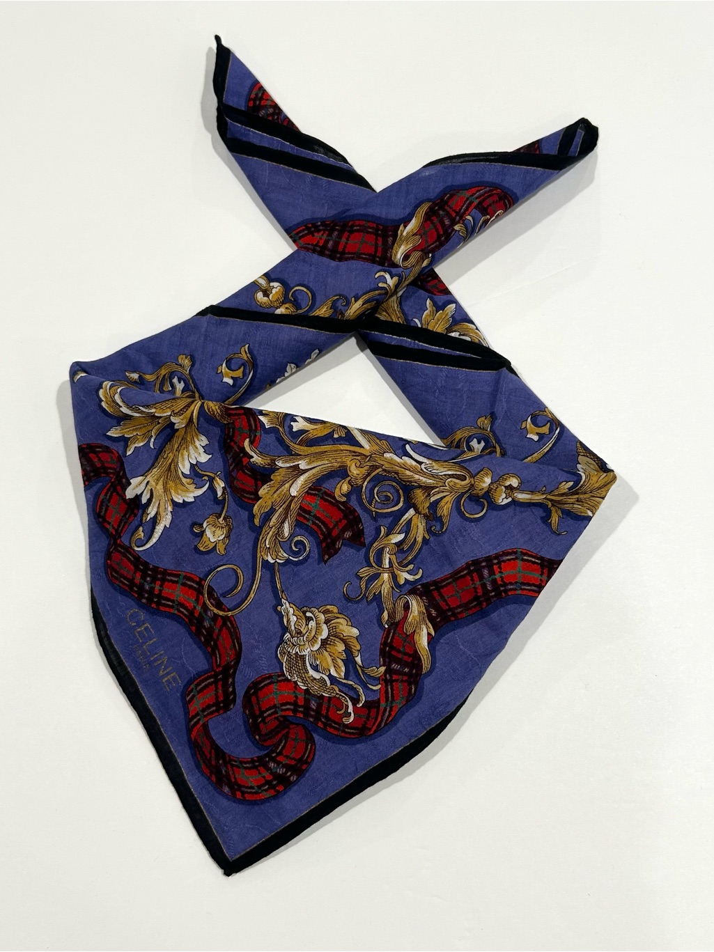 Women Handkerchief Celine Purple Red Gold Bandana Cotton Pocket Square 19